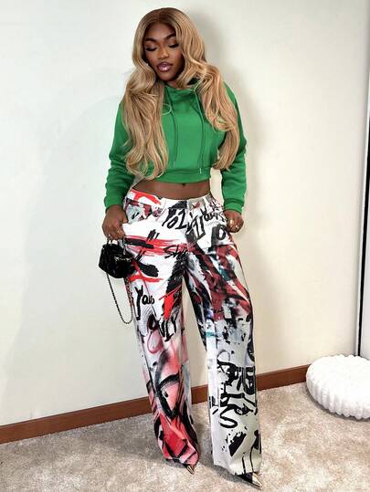 Mariisbox Solid Color Hooded Casual Versatile Long Sleeve Pullover Short Sweatshirt