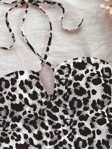 Soleia 女士休闲度假胸前褶皱抽绳露背吊带紧身背心，适合夏季度假 - 灰色 - 查看 5