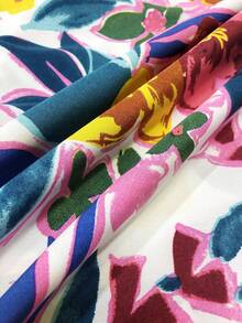 SHEIN LUNE 大码女式碎花V领短袖休闲连衣裙 - 彩色 - 查看 3