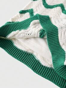 ROMWE MEN Casual 男士撞色短袖纽扣前开襟休闲针织西装 - 綠色 - 查看 6