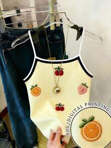 Resyla Regular Fitted Cropped Camisole For Women - Yellow - View 1