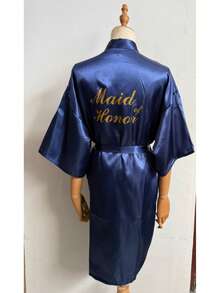 Wedding Party BathRobe With Golden Letters Kimono Pajamas Bridesmaid Robe Dressing Gown, Suitable For Bride, Bridesmaids, Vacation, Party, Birthday - Multicolor - View 22