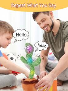 Teckwe Dancing Cactus Talking Mimicking Toy For Kids, Repeats What You Say, Cactus Plush Toy With USB Chargeable - Green - View 3