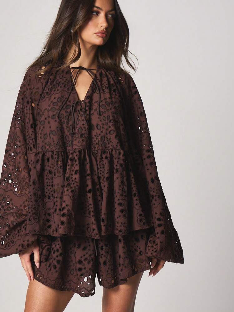 MISSGUIDED Ensemble coordonné en broderie anglaise à lacets