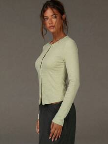 Athîral 女士条纹印花长袖休闲T恤 - 綠色 - 查看 5