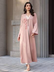 Graceveil 优雅的3D花卉装饰长款修身女式长袍 - 粉色 - 查看 4