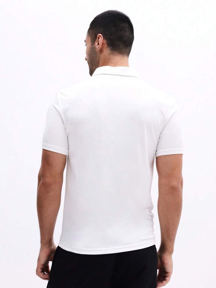 Kurzarm-Polohemd mit Reißverschluss und Logo