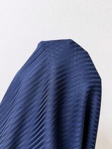 Balvessa 女士藏蓝色缎面条纹领荷叶边无袖优雅衬衫 - 藏蓝色 - 查看 4