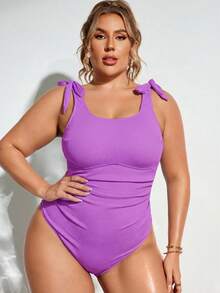 Swim Lushoire 2026新款优雅显瘦加大码连体泳衣，适合海滩度假，紫色连体泳衣，浪漫优雅加大码泳衣，加大码连体泳衣 - 紫色 - 查看 4