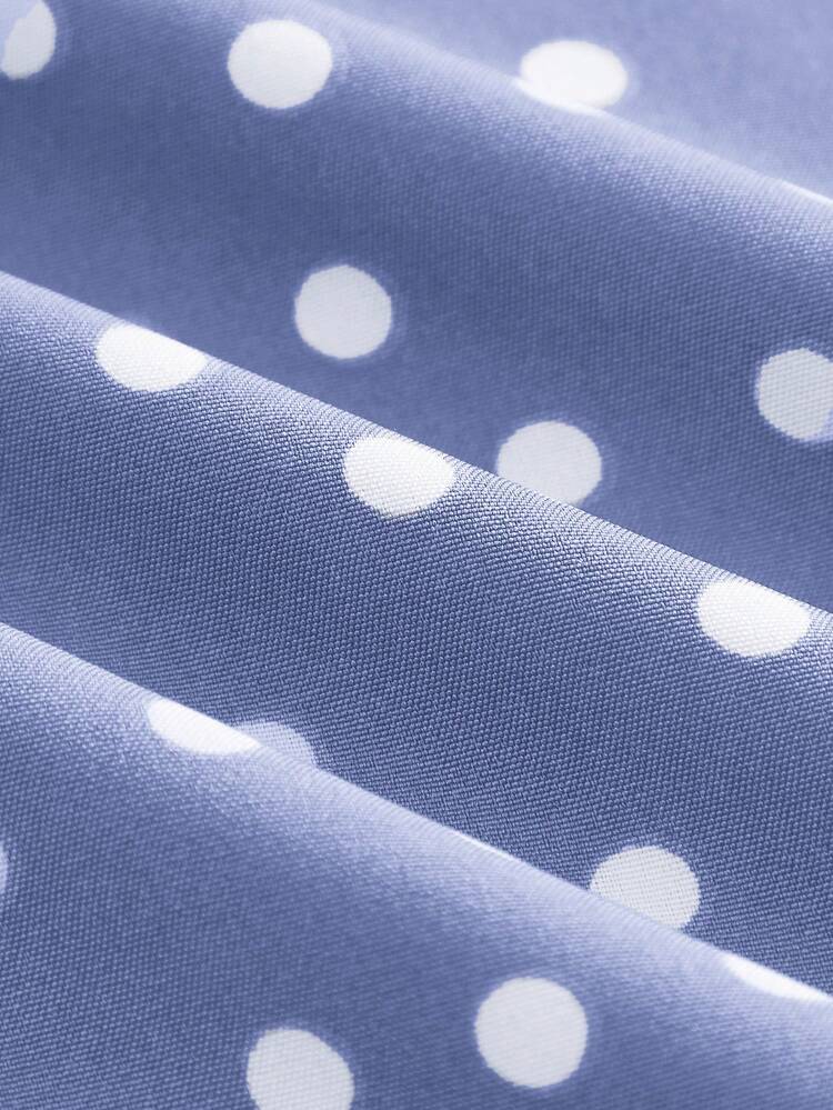Elegant Blue Polka Dot Maxi Dress Spring Summer Office Dress Vacation Dress Business Casual French Style