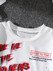 SHEIN Infant/Toddler Boys' Versatile Artistic Design Casual Vacation Style Printed T-Shirt - White - View 7