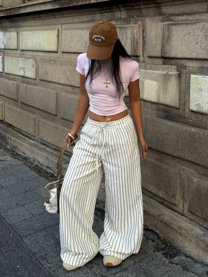 Coolane Pantalones blancos de algodón 100% lavados, de corte curvo, con estilo minimalista básico bohemio para mujer, ideales para conciertos de verano, salir y la playa