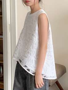 DAZY 少女印花休闲百搭日常圆领上衣（夏季款） - 白色 - 查看 3