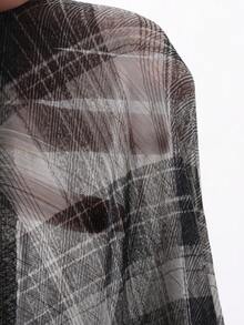DAZY Blus Kasual Wanita Lengan Panjang Bahan Chiffon Warna Polos Longgar dengan Kerah Ikat, Musim Panas - Dark Grey - View 6