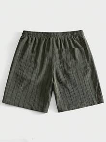 VIVINTIMO Men's Drawstring Waist Pockets Casual Loose Shorts - Dark Green - View 2