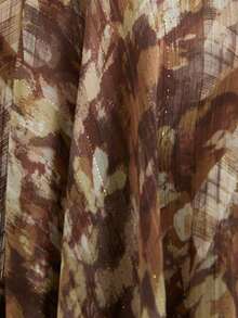 Aveloria Modichic European & American Style New Metallic Thread Print V-Neck Satin Belt Fashionable Versatile Commuting Flared Long Sleeve Dress - Multicolor - View 7