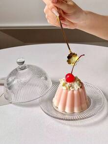 1个简约透明玻璃蛋糕展示架，甜点盘托盘盖，适用于饼干、水果、糕点、糖果 - 無色 - 查看 8