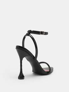 Glitzique 女士时尚尖头黑色装饰透明迷人派对高跟凉鞋，适合户外穿着 - 黑色 - 查看 8