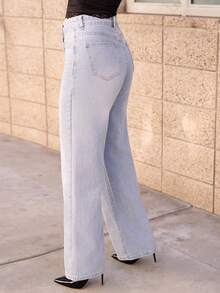 Andrea Bello Quần denim ống rộng dáng rộng, thường ngày, đa năng, có túi cho nữ - Rửa nhẹ - Xem 6