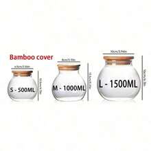 1pc 16.91oz Airtight Glass Storage Jar With Bamboo Lid Multi-Purpose Round Container For Tea, Snacks Etc. - Easy Clean Kitchen Organizer - Clear - View 21