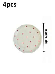 Bộ 4 đĩa sứ vẽ tay kiểu dáng tươi mới, đĩa đựng tráng miệng, đồ ăn nhẹ, kẹo cho tiệc tại nhà và trà chiều. - Nhiều màu - Xem 6