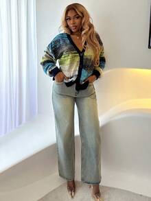 Mariisbox Slant Pocket Wide Leg Jeans,Baggy Jeans - Light Wash - View 6