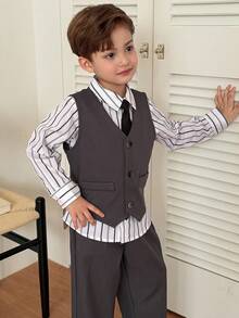 DAZY Toddler Boys' Minimalist Daily Wear Gentleman Suit - Dark Grey - View 4