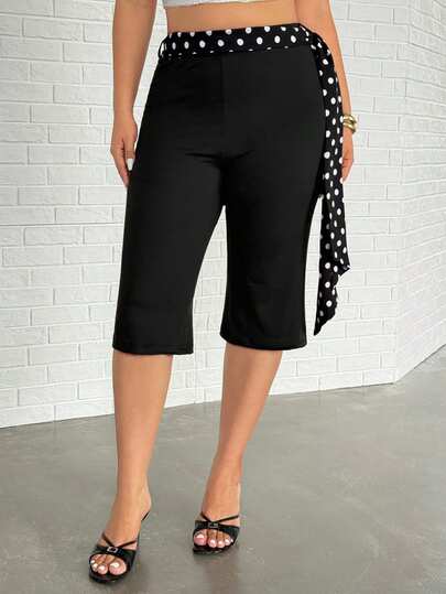 Firerie Plus Size Women's Solid Color Minimalist Leggings, Everyday Wear