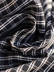 Juhart 大码女士优雅度假休闲通勤无袖系带蝴蝶结腰部交叉V领格子衬衫，春夏款 - 彩色 - 查看 9