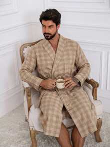 DAZY Áo choàng dài kaki nam có dây rút ở eo, thích hợp cho mùa xuân/hè. - Màu Khaki - Xem 6