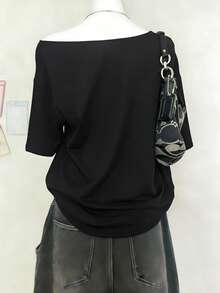 Lalippa Women's Slogan & Heart Print Loose Casual Short Sleeve T-Shirt - Multicolor - View 2