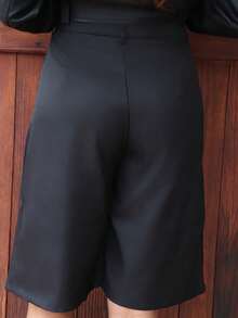 SILVIA DI SANTO Spring Simple Commuting Gray Bermuda Women Shorts Suit - Black - View 6