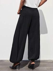 Maija Quần dài nữ màu trơn dáng rộng, có dây rút - màu đen - Xem 5