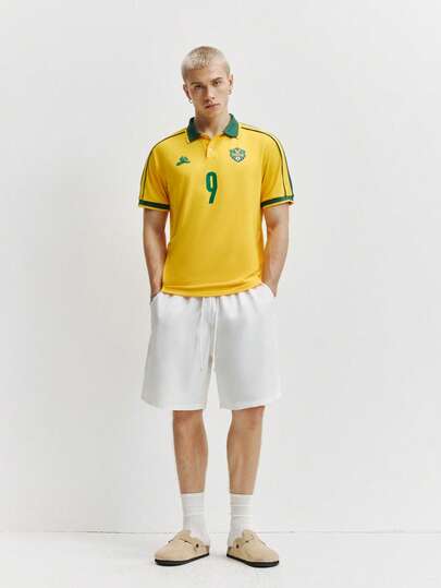 TOKVUE Men's Casual Patchwork Polo Shirt, Sporty Style