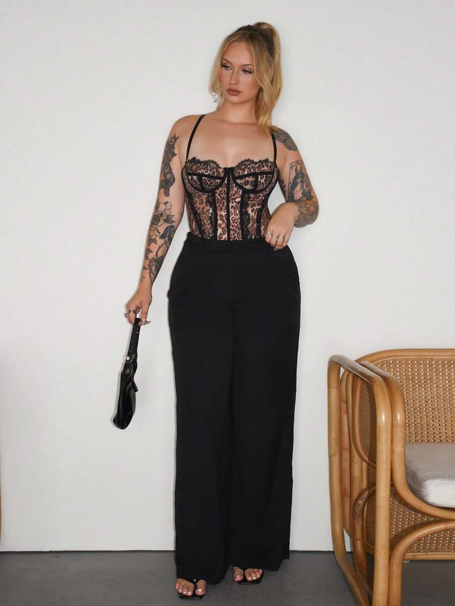 Arliah Women Pants Business Casual Women Western Wear Women Wide Leg Pants Office Women Baggy Pants Professional Women Clothes Office Wear Grey Women Pants Loose Pants Women Slacks - Black - View 1