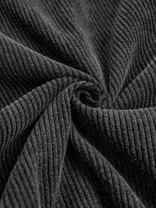 Freevana Áo thun nữ cỡ lớn, cổ tròn, tay ngắn, màu trơn, có bèo nhún và gân nổi. - Xám - Xem 7