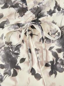 SHEIN MOD Conjunto de 2 piezas con cuello en V y mangas acampanadas, de moda para el verano - Albaricoque - Ver 3