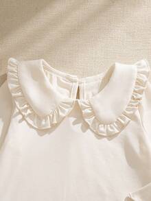 Souflis Souflis French Style Baby Girls' Elegant Long Sleeve Ruffle Collar Princess Blouse, Suitable For Vacation, Travel, Birthday Gift, Party, Spring/Autumn - Apricot - View 5