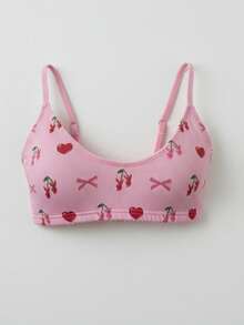 Missguided x Playboy Cute Cherry Print Bralette With Heart And Bow Pattern Soft Cup Lingerie Top - Multicolor - View 3