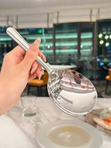 1/2pcs Large Stainless Steel Buffet Spoon, Large Serving Spoon, Party/Banquet/Buffet Spoon, Kitchen Silver Spoon, Practical Kitchen Gadgets For Family Use - Multicolor - View 5