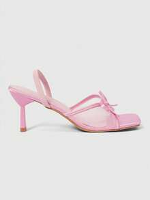 ROMWE Kawaii Pink New Open Toe Net Mesh Breathable High Heel Sandals, Versatile Minimalist Stilettos Ladies High Heel Sandals For Summer - Pink - View 2