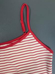 Glimmora Women's Striped Casual Versatile Daily Wear Camisole - Red - View 3