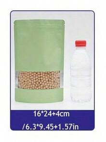 100Pcs Stand Up Pouch Frosted Window Zip Lock Bag Reusable Food Sub-Packaging Bags Cookie Candy Coffee Storage Bag Valentine's Day - Lime Green - View 10