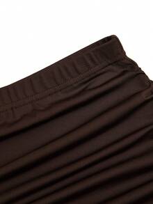 Sweetra 大码女式两件套，咖啡色复古优雅金属花朵装饰无袖上衣搭配褶裥鱼尾裙，两件套适合海滩、度假、春季和夏季穿着。 - 棕色 - 查看 11