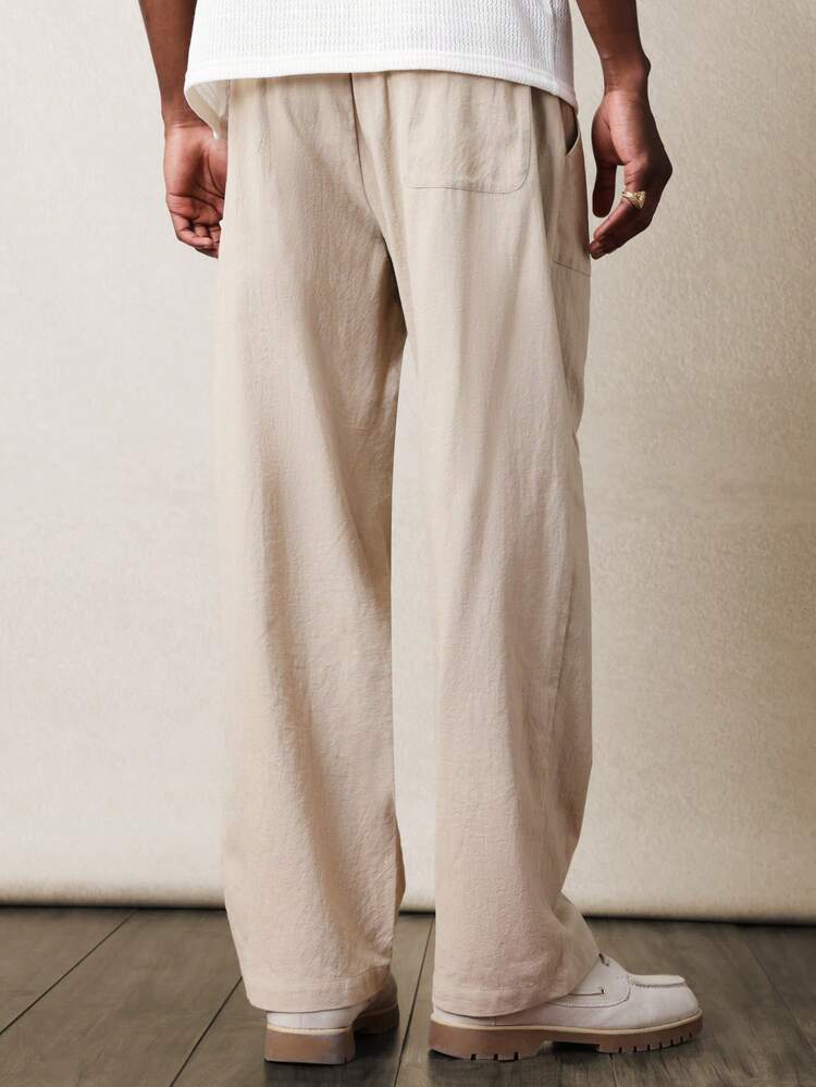 Wide Leg Drawstring Casual Pants With Logo