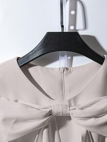 GlowEve 女士白色圆领束腰蝴蝶结无袖优雅迷你连衣裙 - 淺灰色 - 查看 4