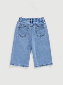 Jeans holgados con cintura asimétrica para niña bebé marrón - Lavado ligero - Ver 2