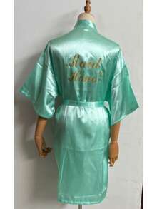 Wedding Party BathRobe With Golden Letters Kimono Pajamas Bridesmaid Robe Dressing Gown, Suitable For Bride, Bridesmaids, Vacation, Party, Birthday - Multicolor - View 18