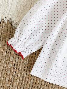 2pcs/Set Girls Casual Cardigans With Cute Horse Print, Contrast Color Pockets & Bow Decor - Red and White - View 8