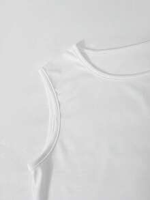 SHEIN Bộ 3 món dành cho nữ tuổi teen, gồm áo khoác nỉ có mũ kéo khóa in hình ngựa, áo tank top trắng và quần ống đứng cạp chun, thích hợp cho mùa thu. - Xám - Xem 5